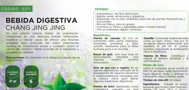 Bebida digestiva Chang Jing Jing, imagen del catálogo original HGW