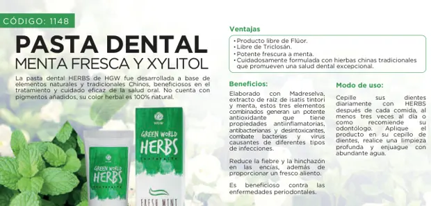 Pasta dental menta fresca y xylitol, imagen del catálogo original HGW