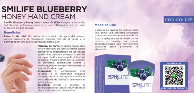 Smilife Blueberry Honey Hand Cream, imagen del catálogo original HGW