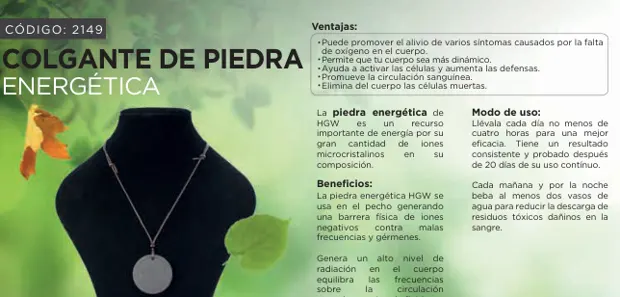 Colgante de piedra energética, imagen del catálogo original HGW